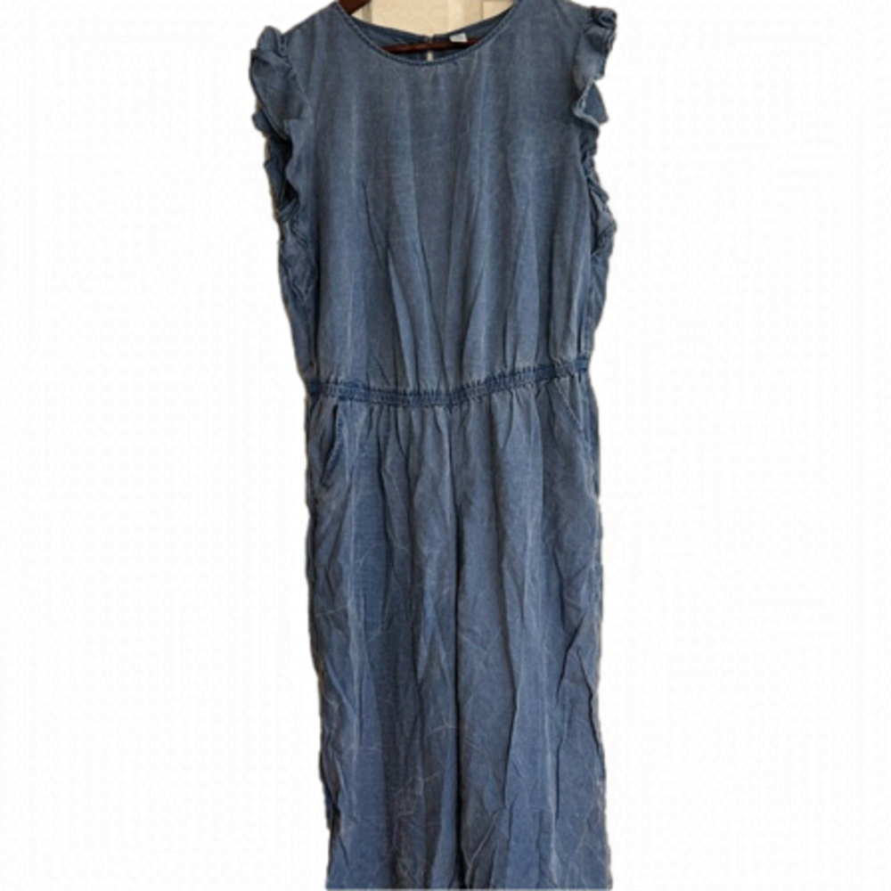 OLD Navy 1X Plus Vintage-Look Wide Leg Denim Romper, EUC